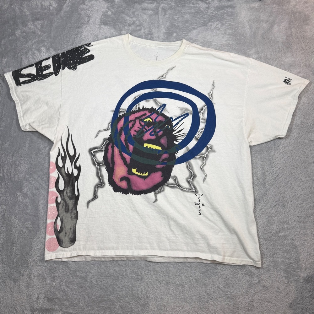 Travis Scott Cactus Jack Fragment Imagination T-Shirt Mens XXL White Y2K